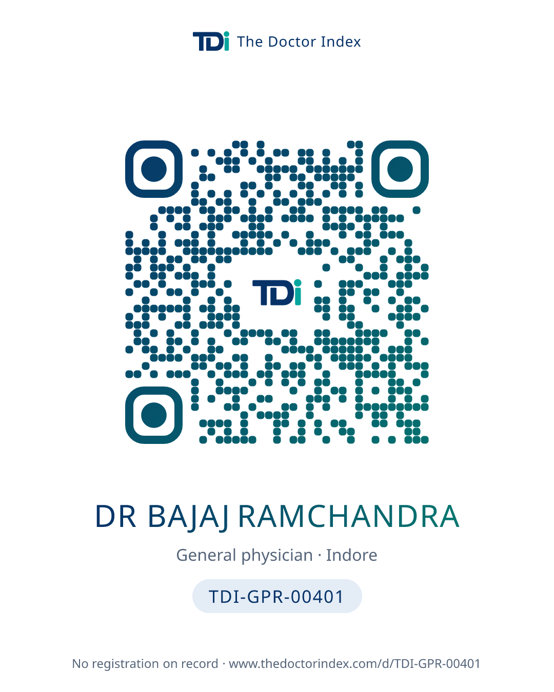 QR card for Dr Bajaj Ramchandra, TDI-GPR-00401