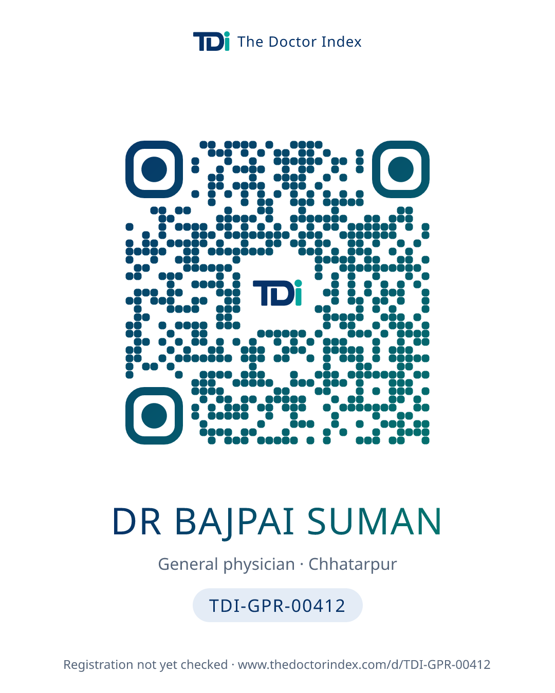 QR card for Dr Bajpai Suman, TDI-GPR-00412