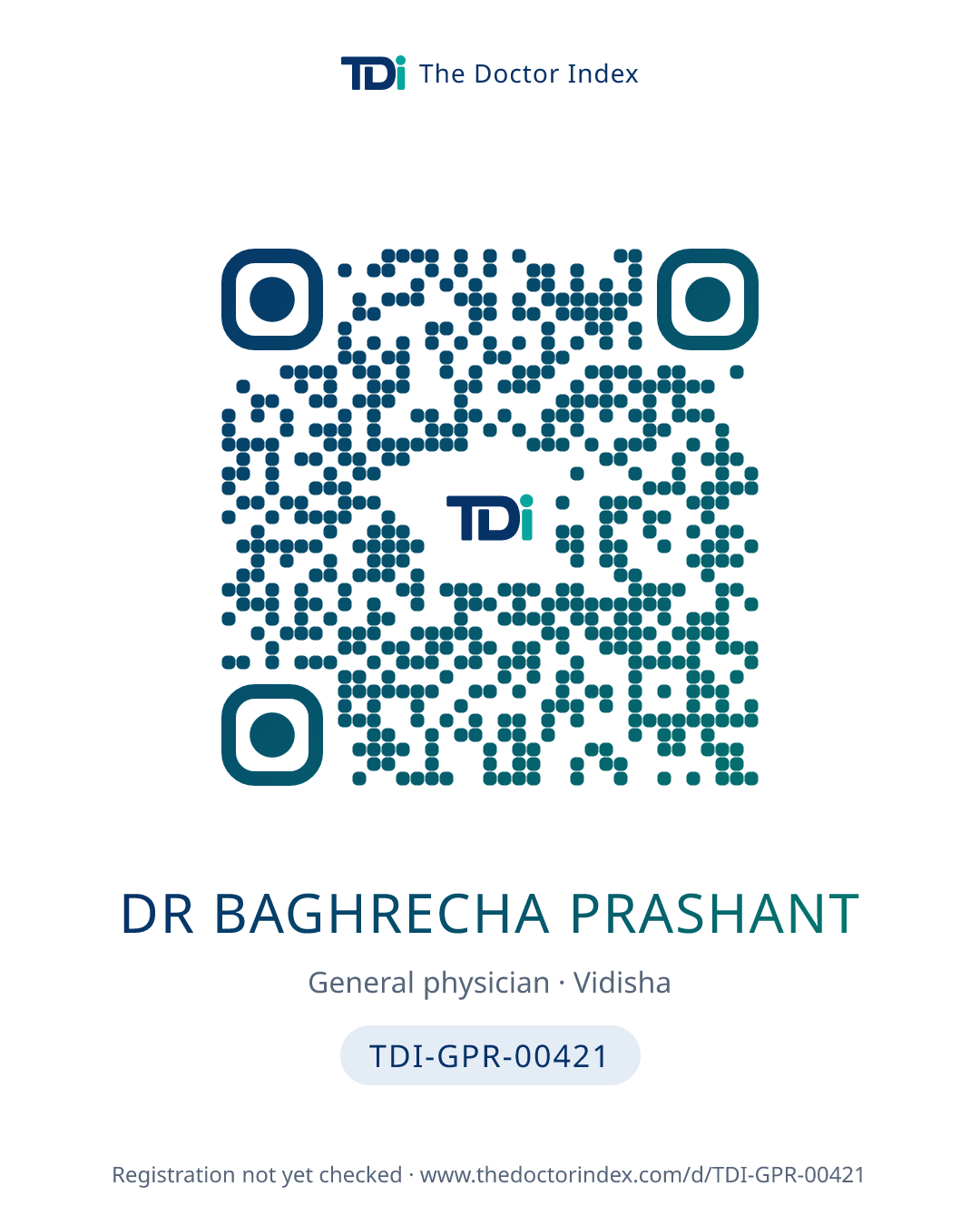 QR card for Dr Baghrecha Prashant, TDI-GPR-00421