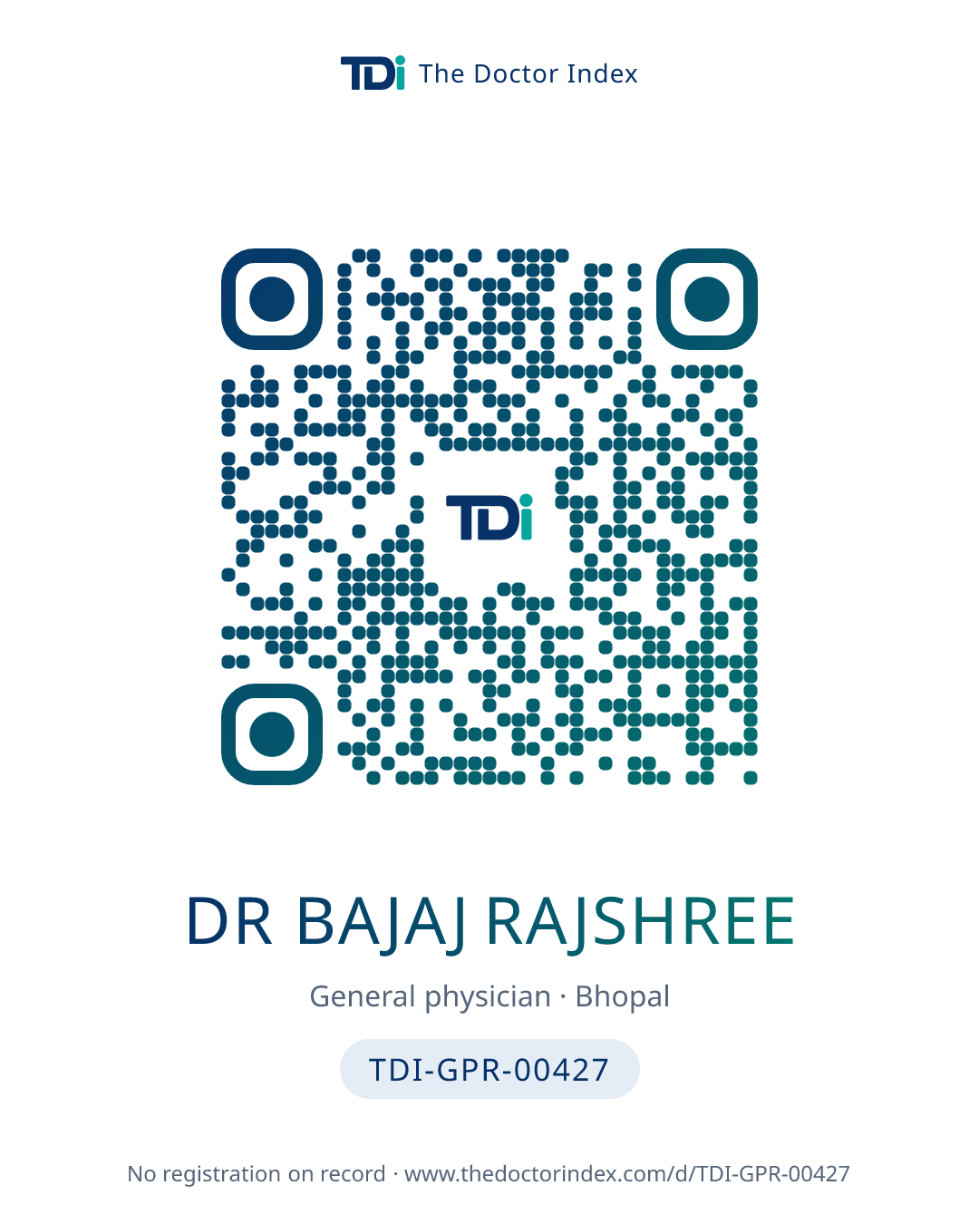 QR card for Dr Bajaj Rajshree, TDI-GPR-00427