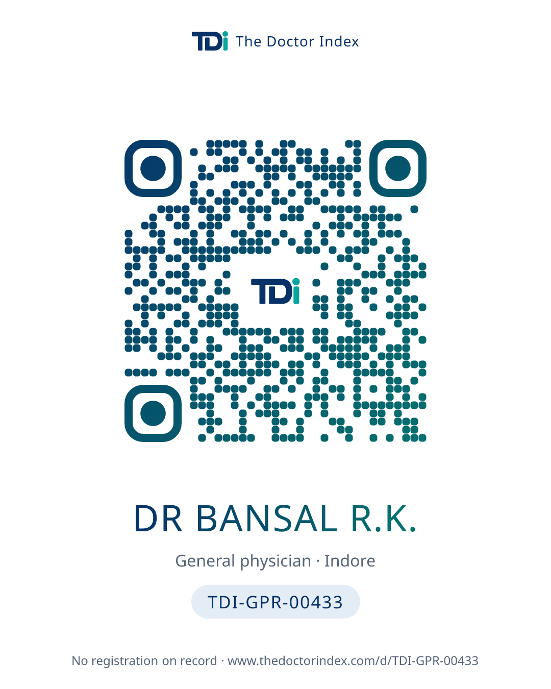 QR card for Dr Bansal R.K., TDI-GPR-00433