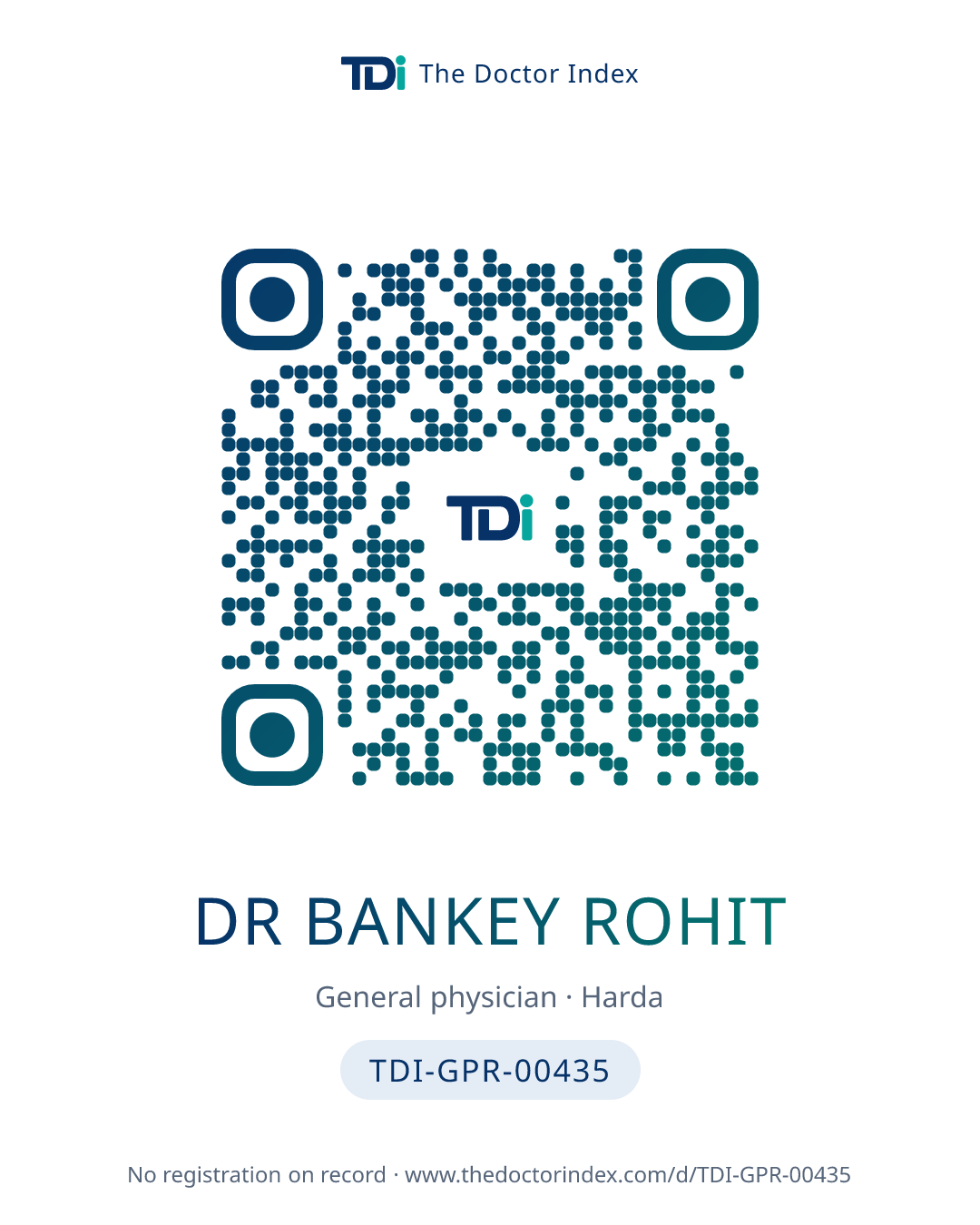 QR card for Dr Bankey Rohit, TDI-GPR-00435