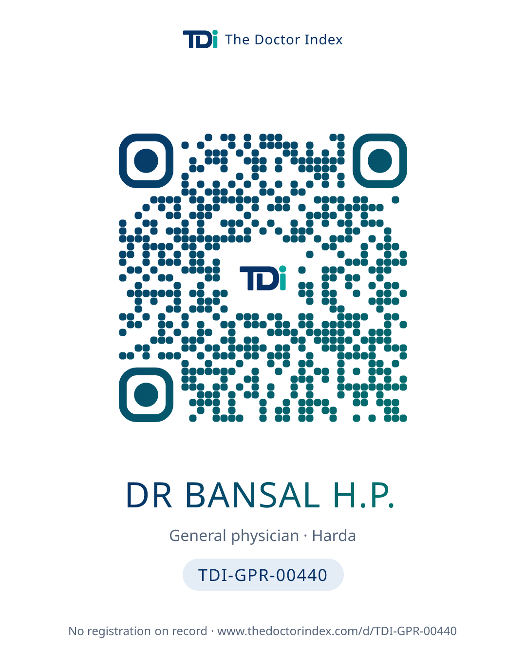 QR card for Dr Bansal H.P., TDI-GPR-00440