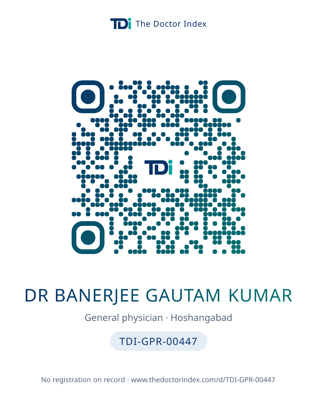 QR card for Dr Banerjee Gautam Kumar, TDI-GPR-00447