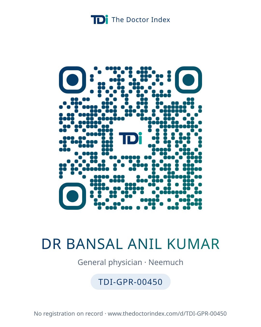 QR card for Dr Bansal Anil Kumar, TDI-GPR-00450