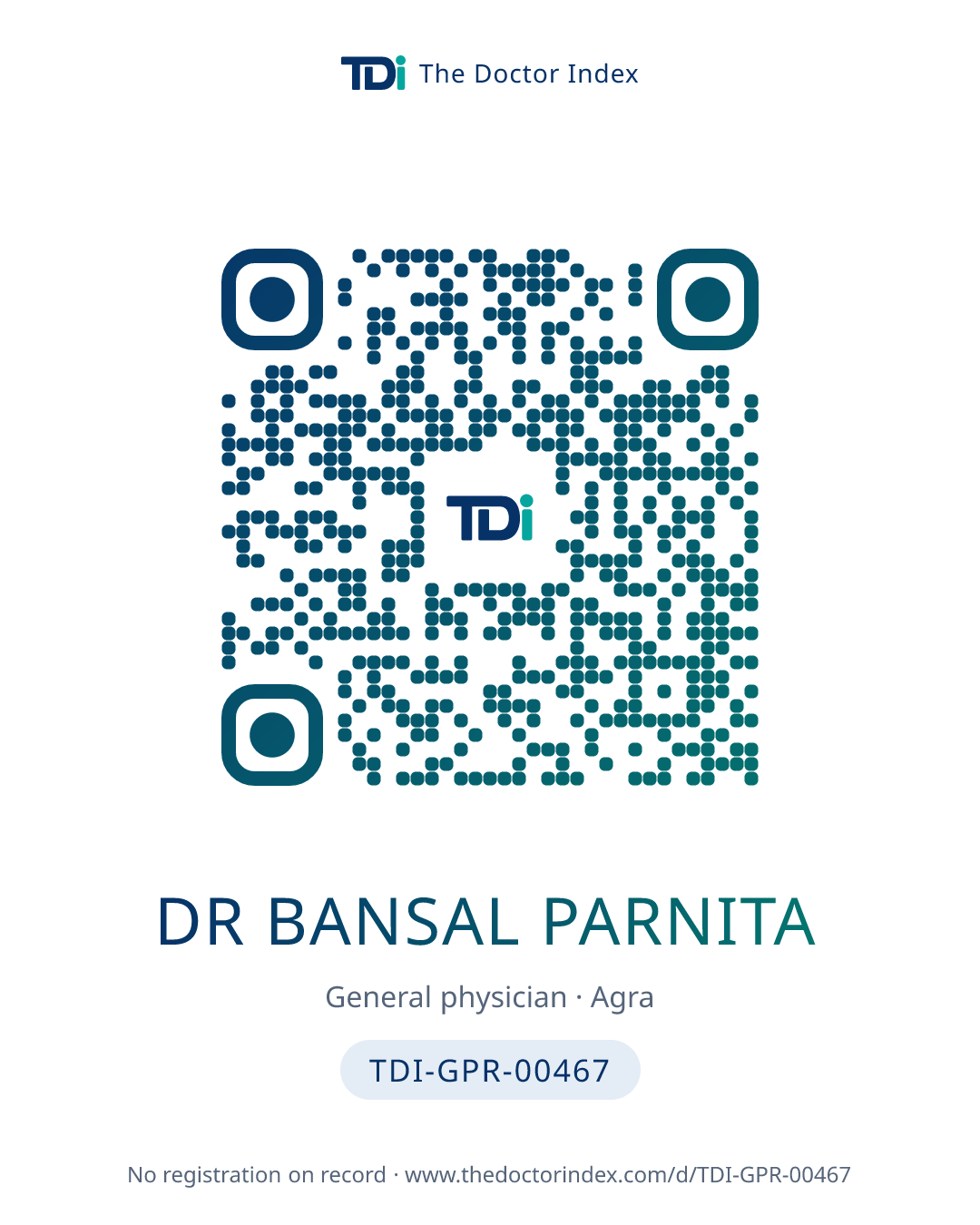 QR card for Dr Bansal Parnita, TDI-GPR-00467