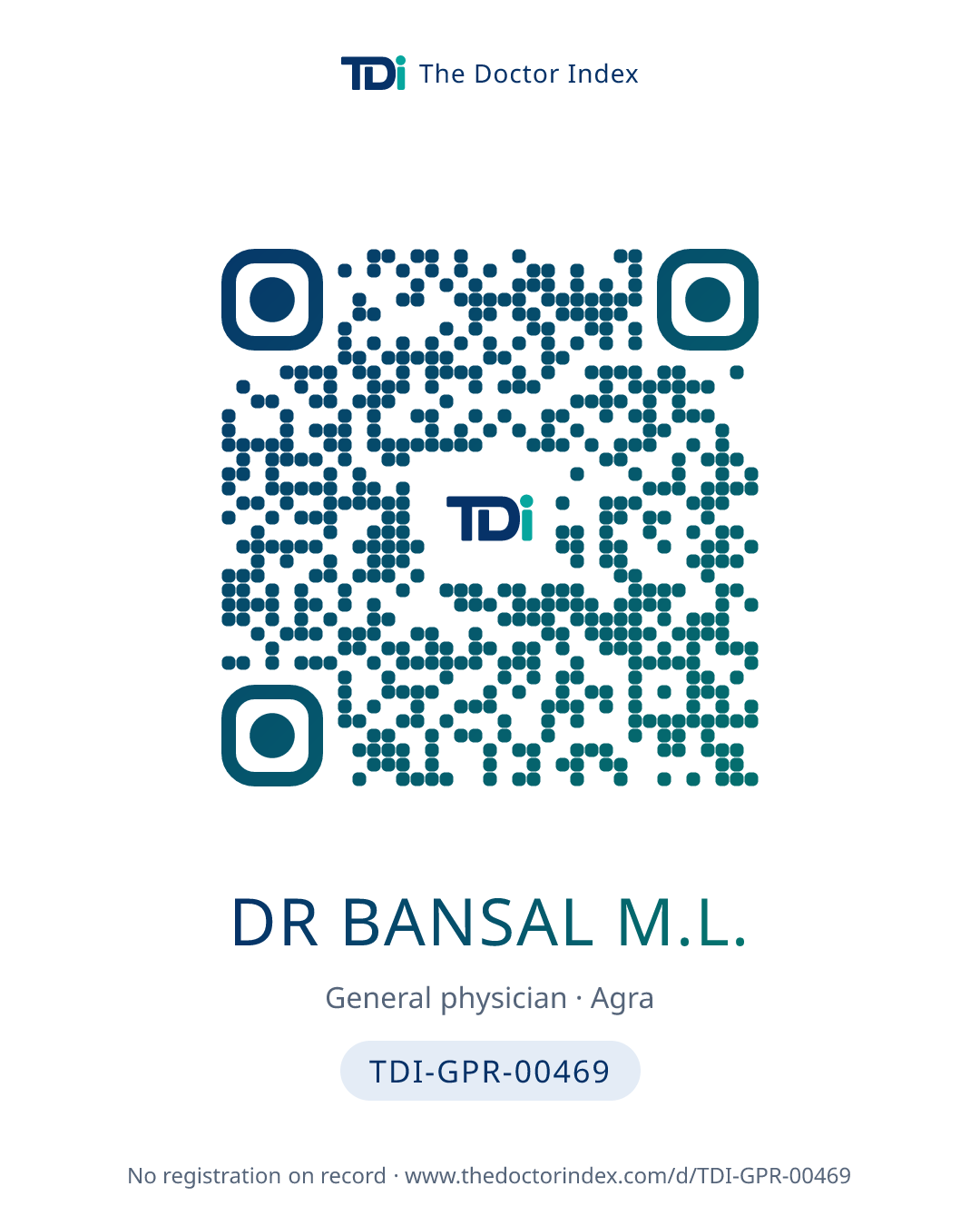 QR card for Dr Bansal M.L., TDI-GPR-00469