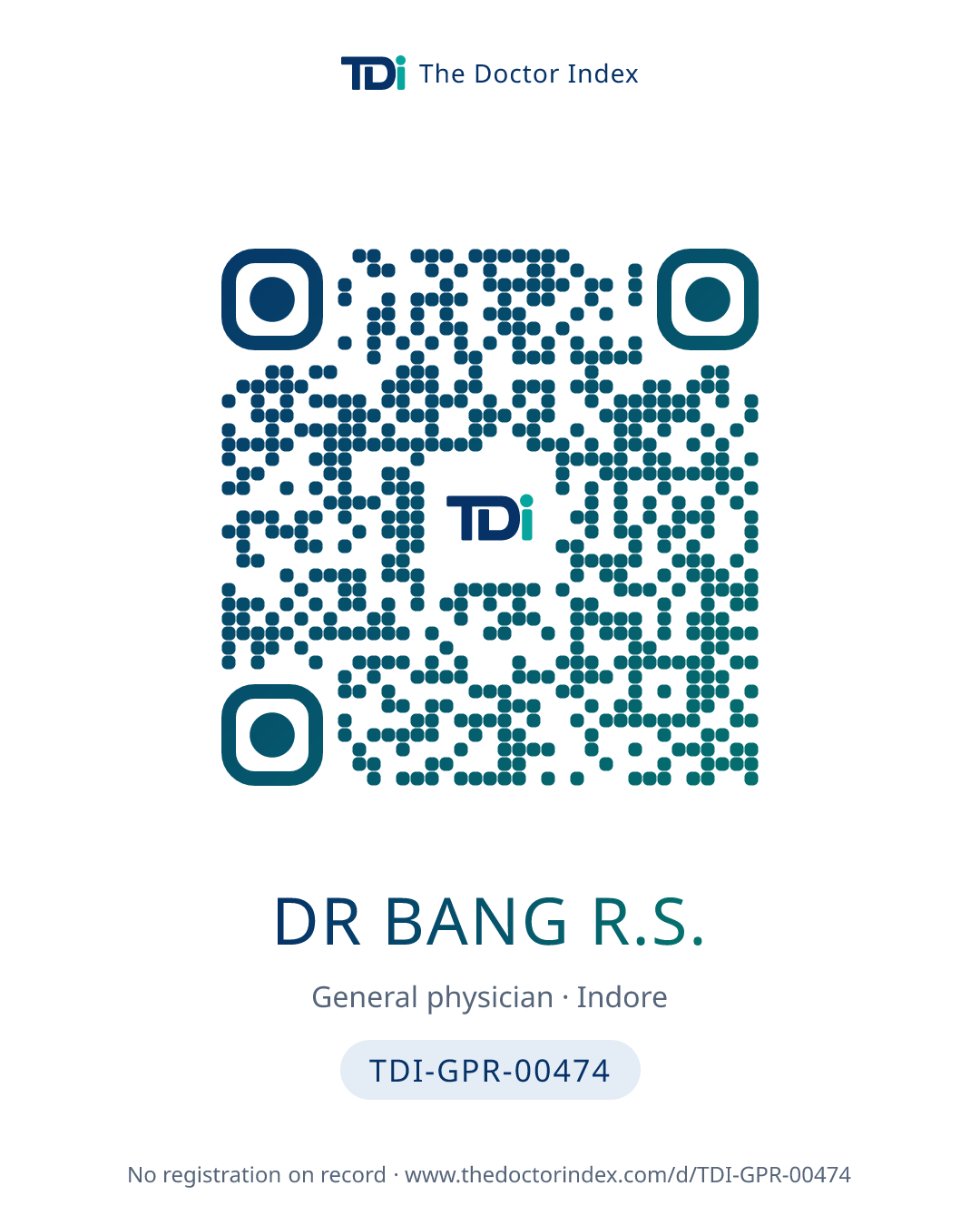 QR card for Dr Bang R.S., TDI-GPR-00474