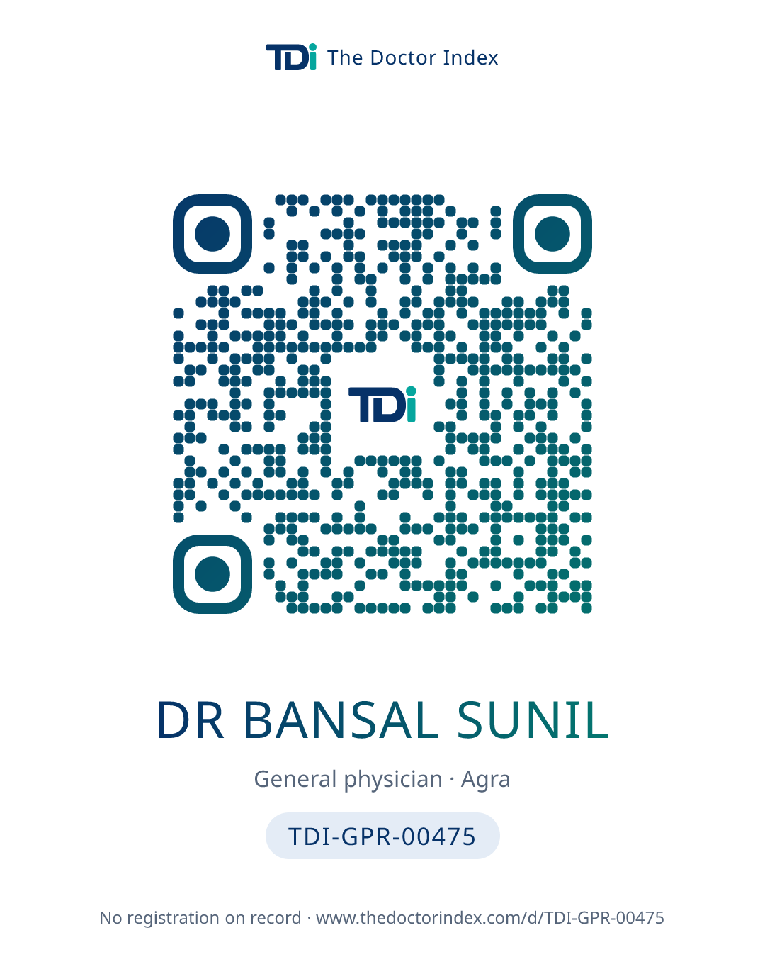 QR card for Dr Bansal Sunil, TDI-GPR-00475