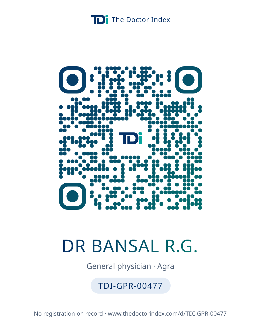 QR card for Dr Bansal R.G., TDI-GPR-00477