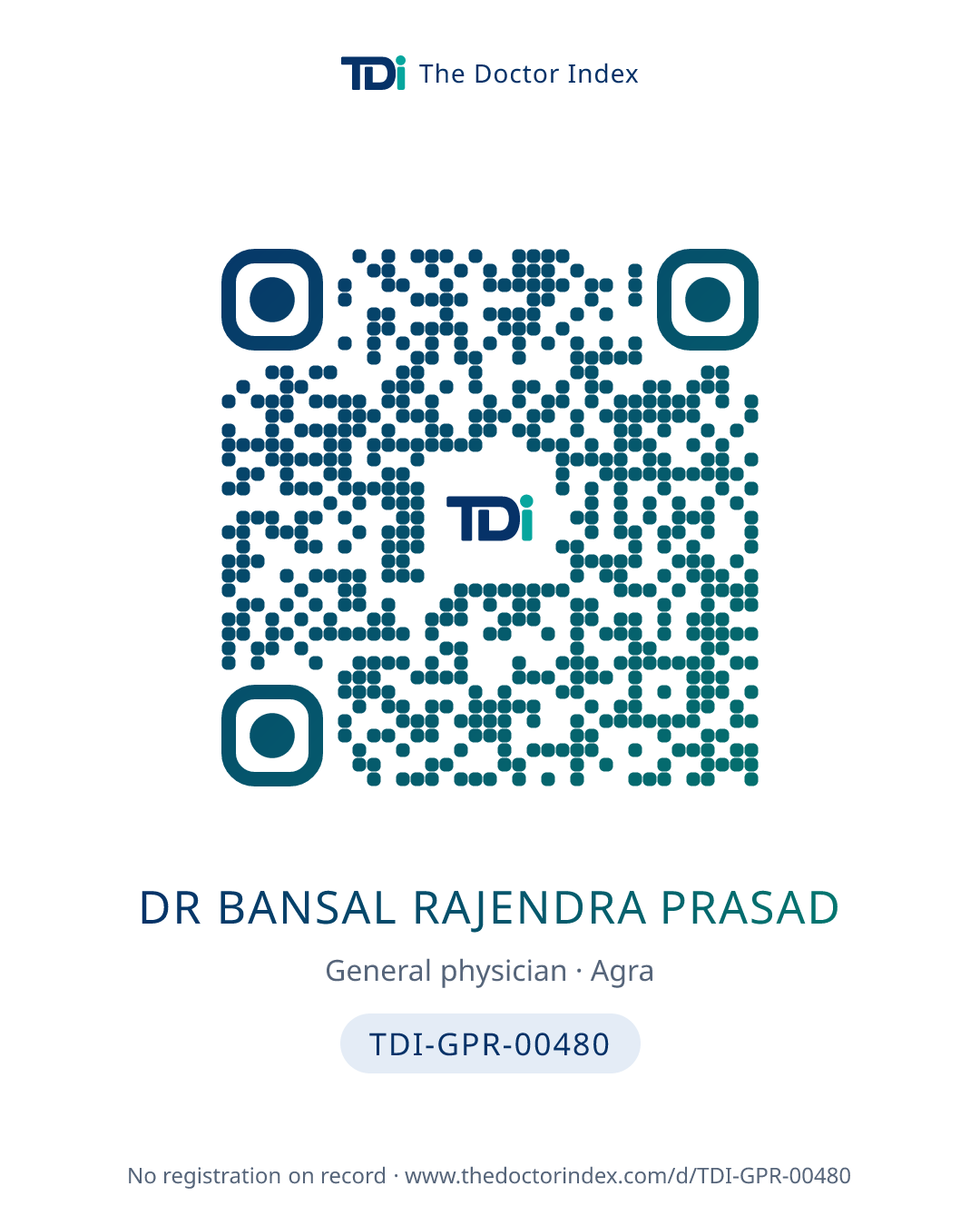 QR card for Dr Bansal Rajendra Prasad, TDI-GPR-00480
