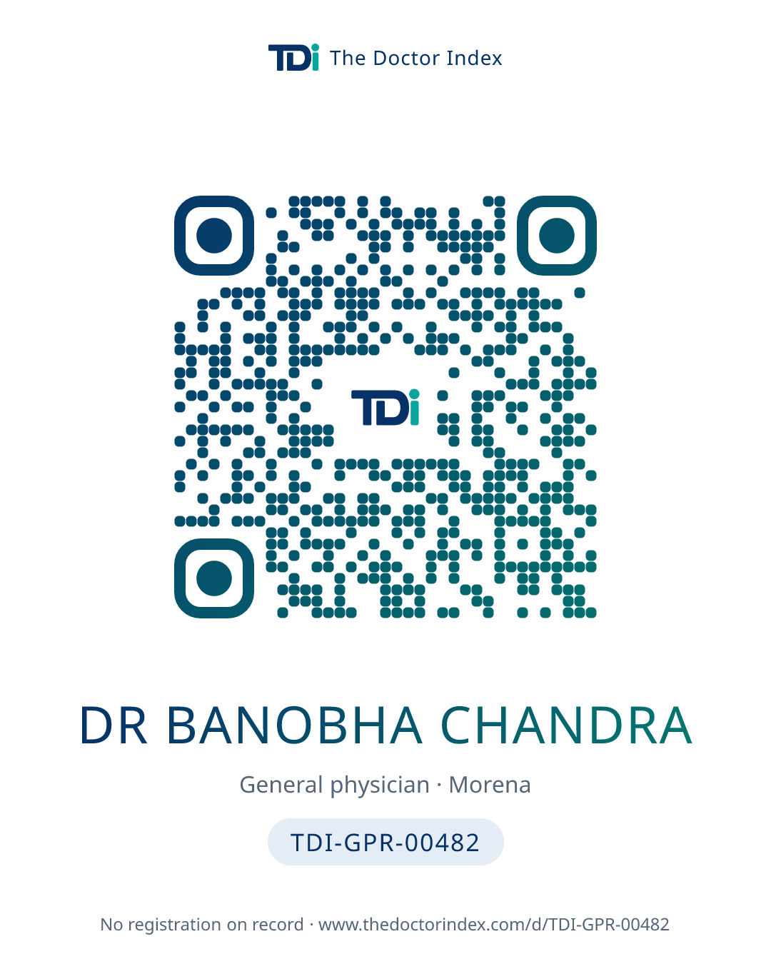 QR card for Dr Banobha Chandra, TDI-GPR-00482