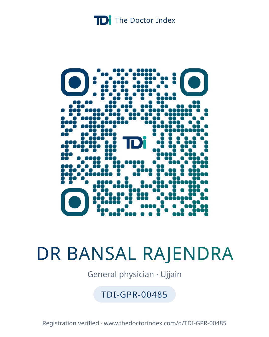 QR card for Dr Bansal Rajendra, TDI-GPR-00485