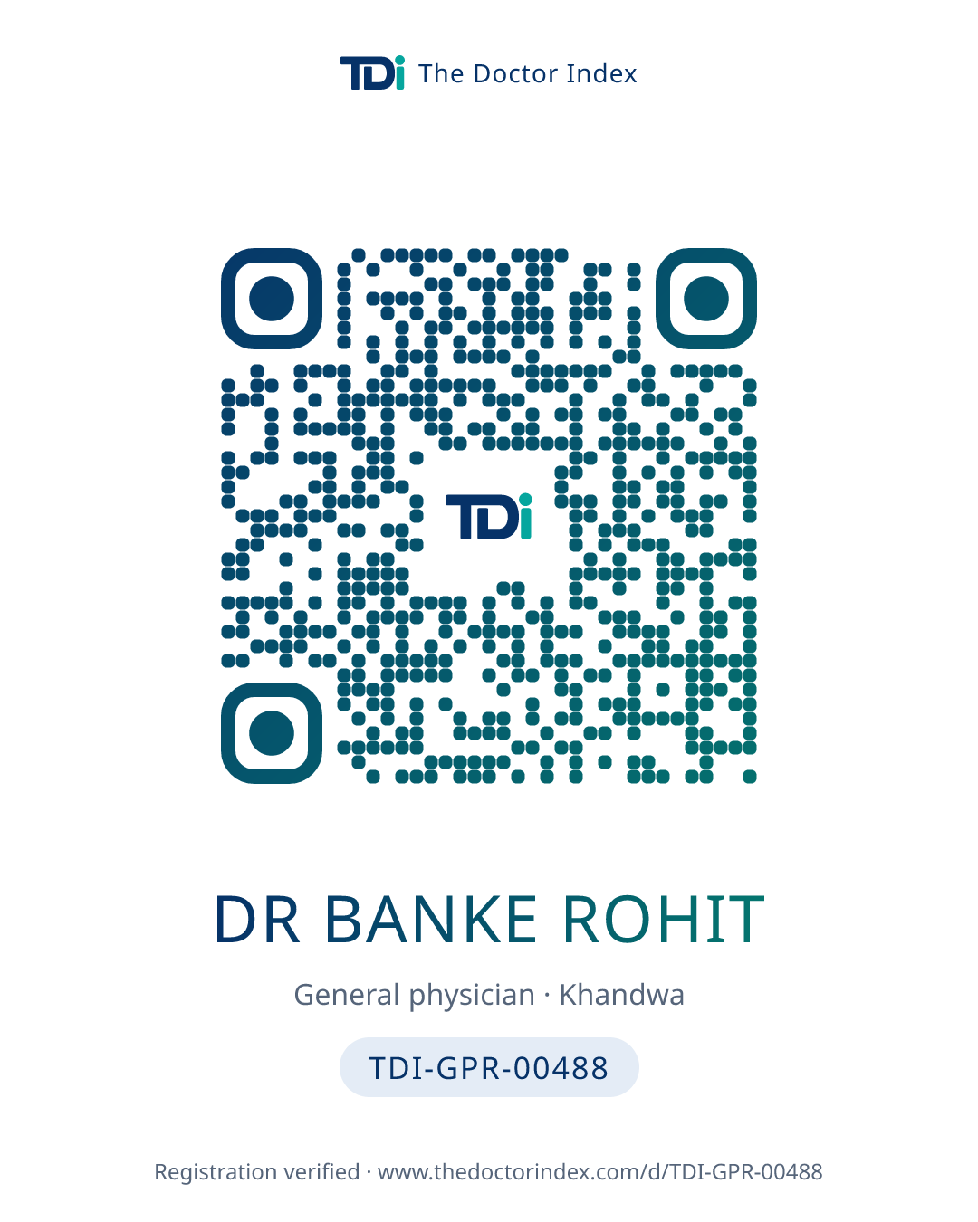 QR card for Dr Banke Rohit, TDI-GPR-00488