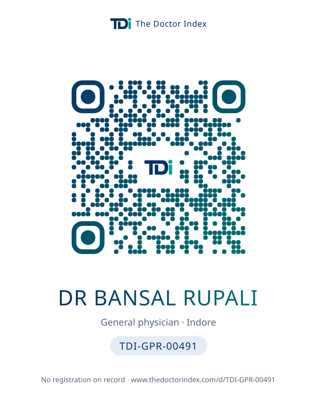 QR card for Dr Bansal Rupali, TDI-GPR-00491