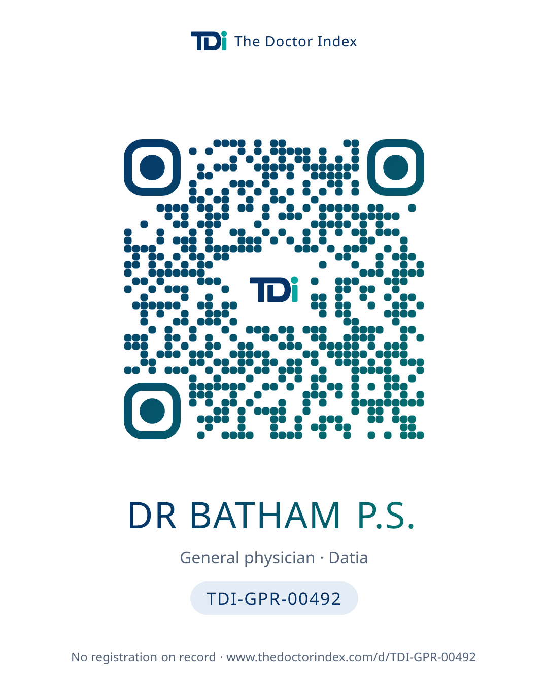 QR card for Dr Batham P.S., TDI-GPR-00492