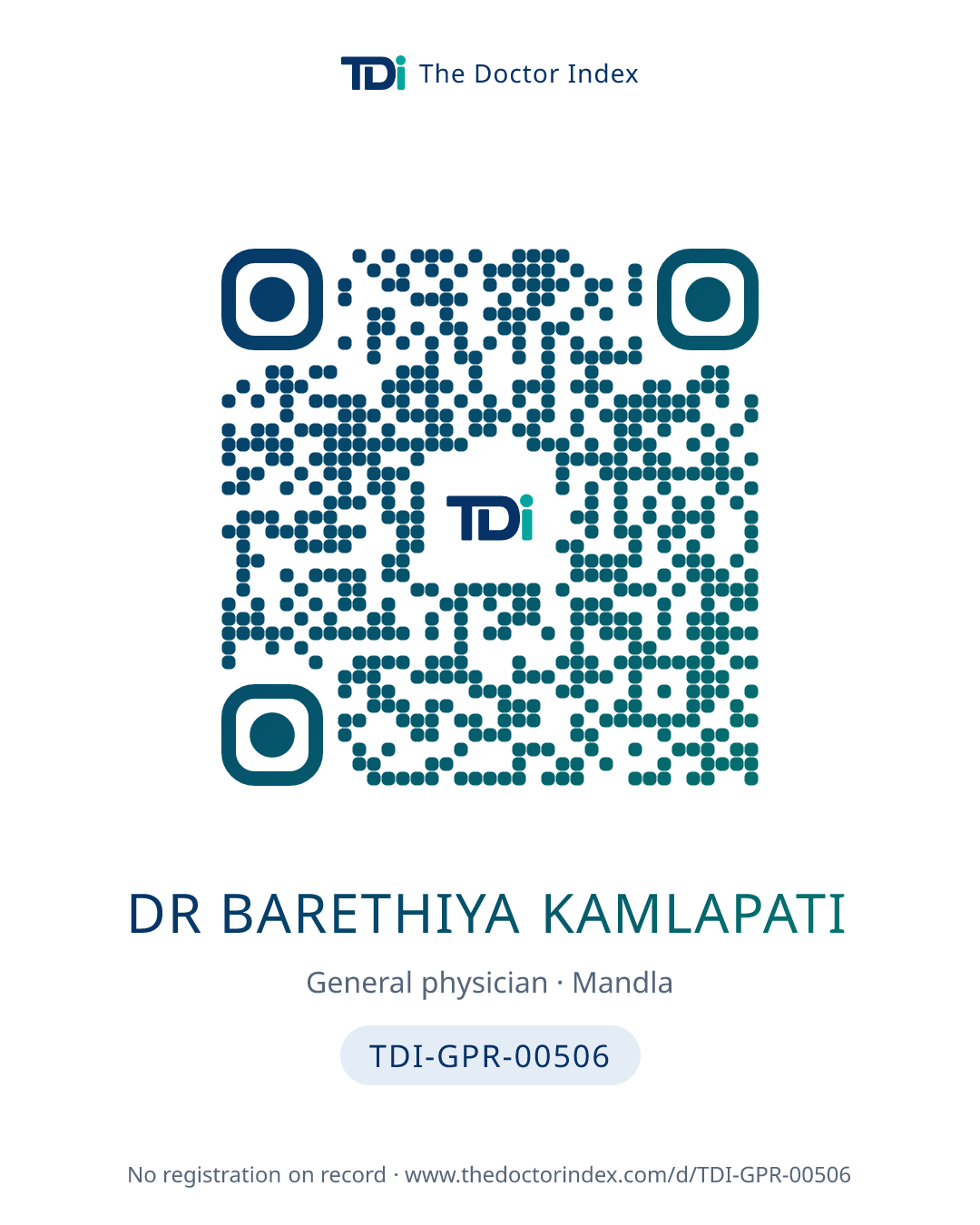 QR card for Dr Barethiya Kamlapati, TDI-GPR-00506