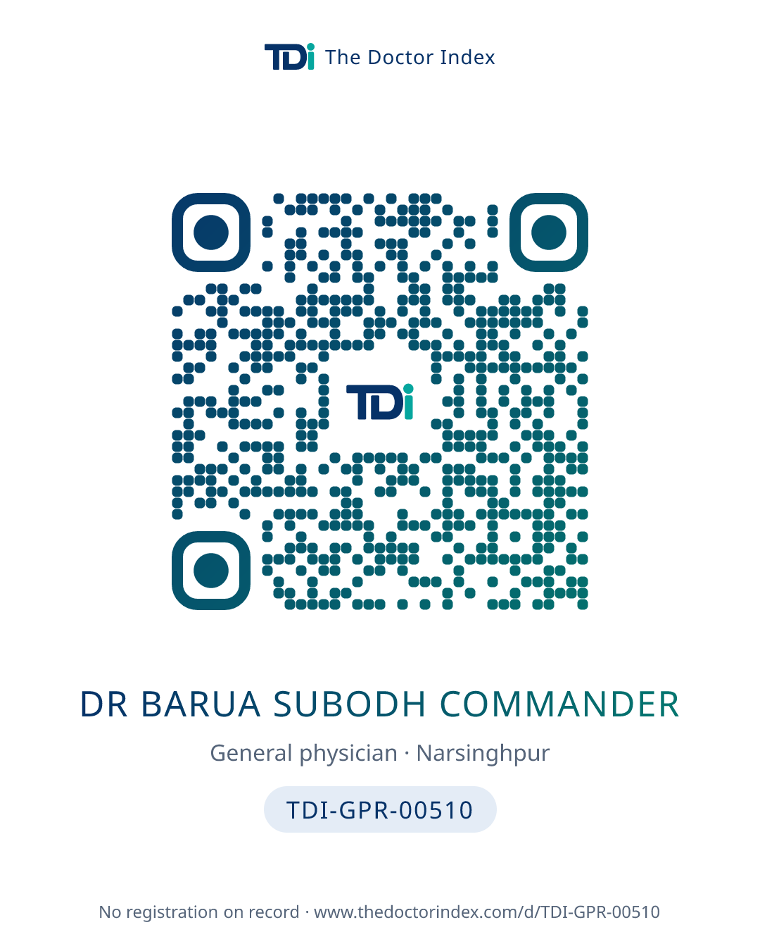 QR card for Dr Barua Subodh Commander, TDI-GPR-00510