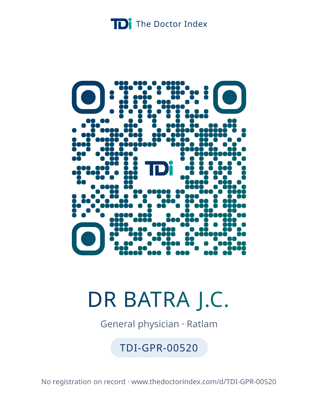 QR card for Dr Batra J.C., TDI-GPR-00520