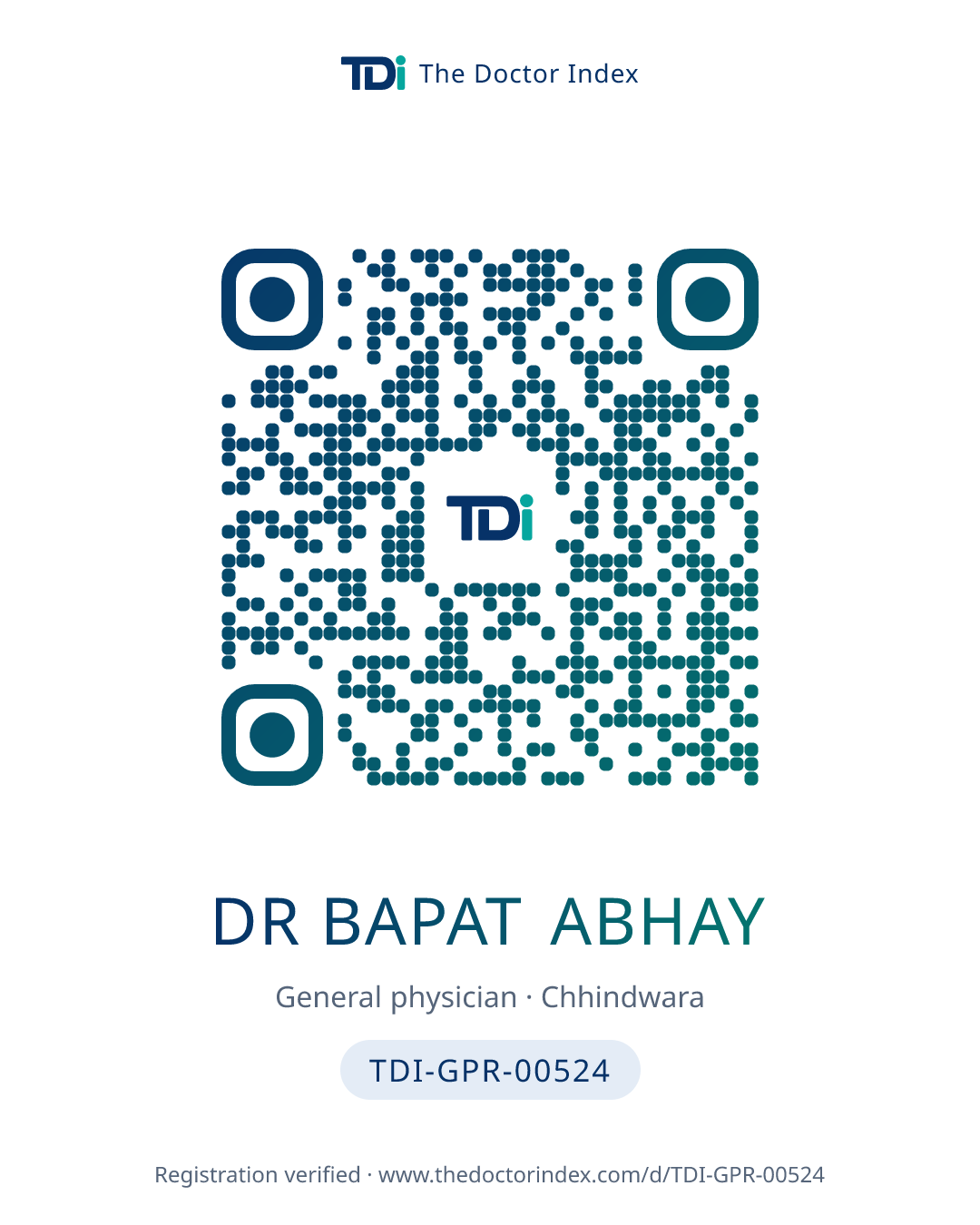 QR card for Dr Bapat Abhay, TDI-GPR-00524