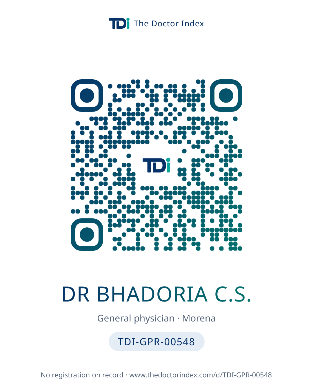 QR card for Dr Bhadoria C.S., TDI-GPR-00548