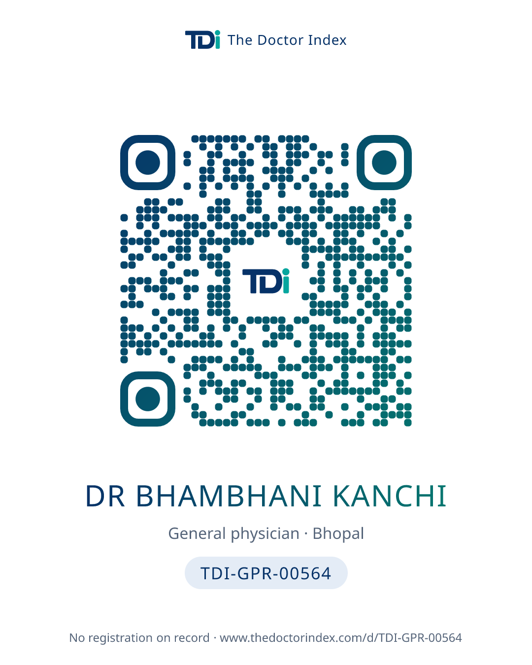 QR card for Dr Bhambhani Kanchi, TDI-GPR-00564