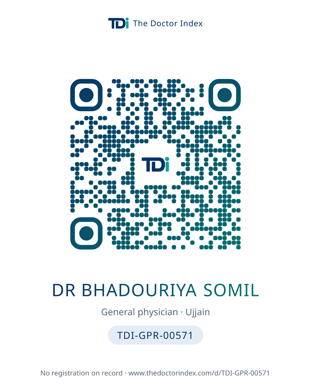 QR card for Dr Bhadouriya Somil, TDI-GPR-00571