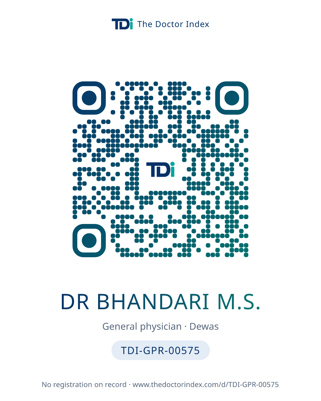 QR card for Dr Bhandari M.S., TDI-GPR-00575