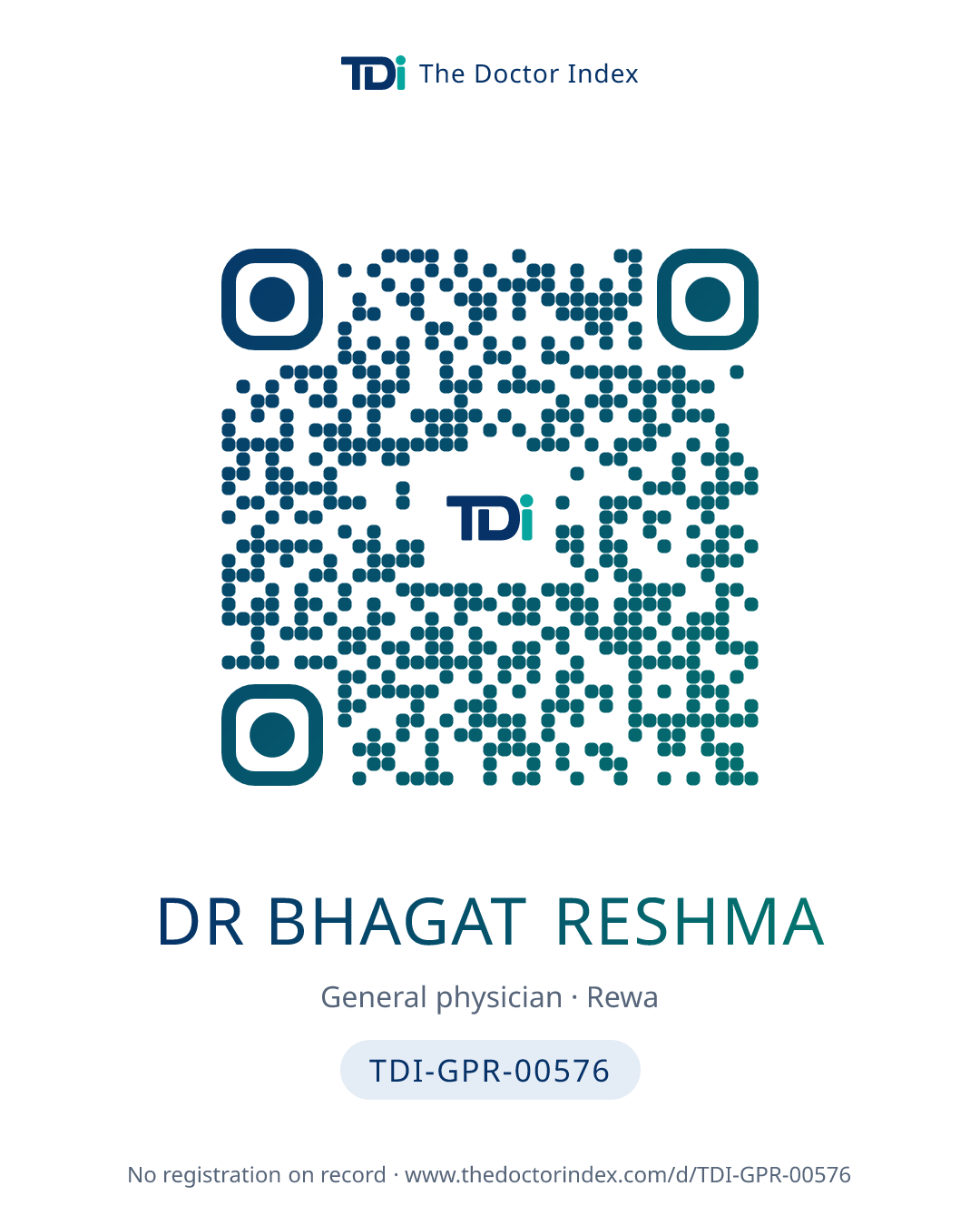 QR card for Dr Bhagat Reshma, TDI-GPR-00576
