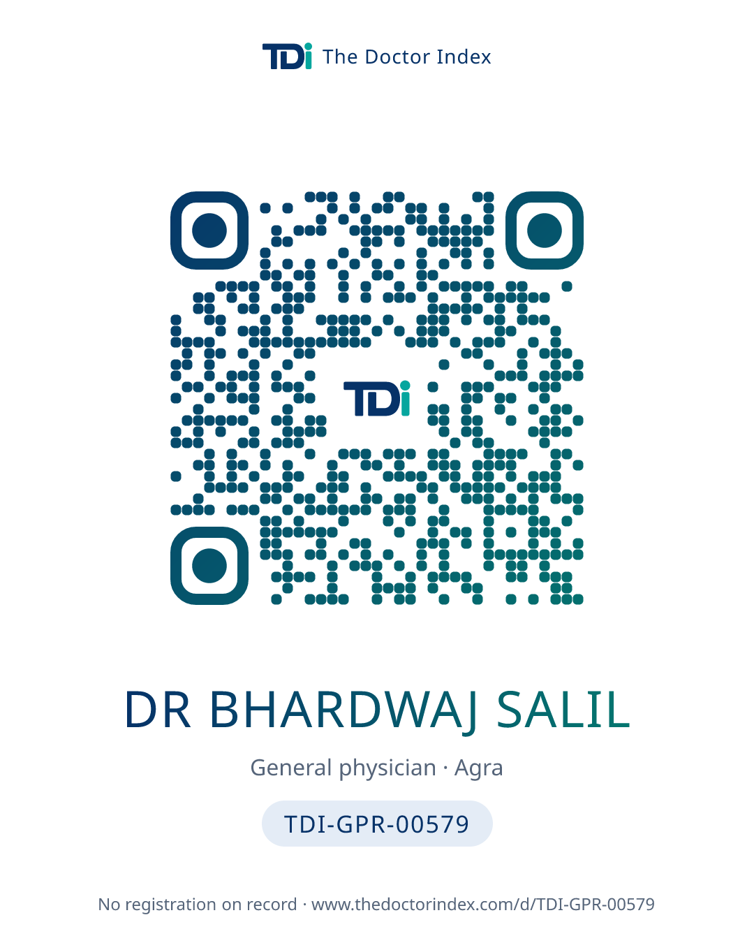 QR card for Dr Bhardwaj Salil, TDI-GPR-00579