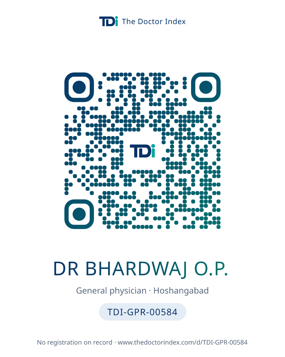 QR card for Dr Bhardwaj O.P., TDI-GPR-00584