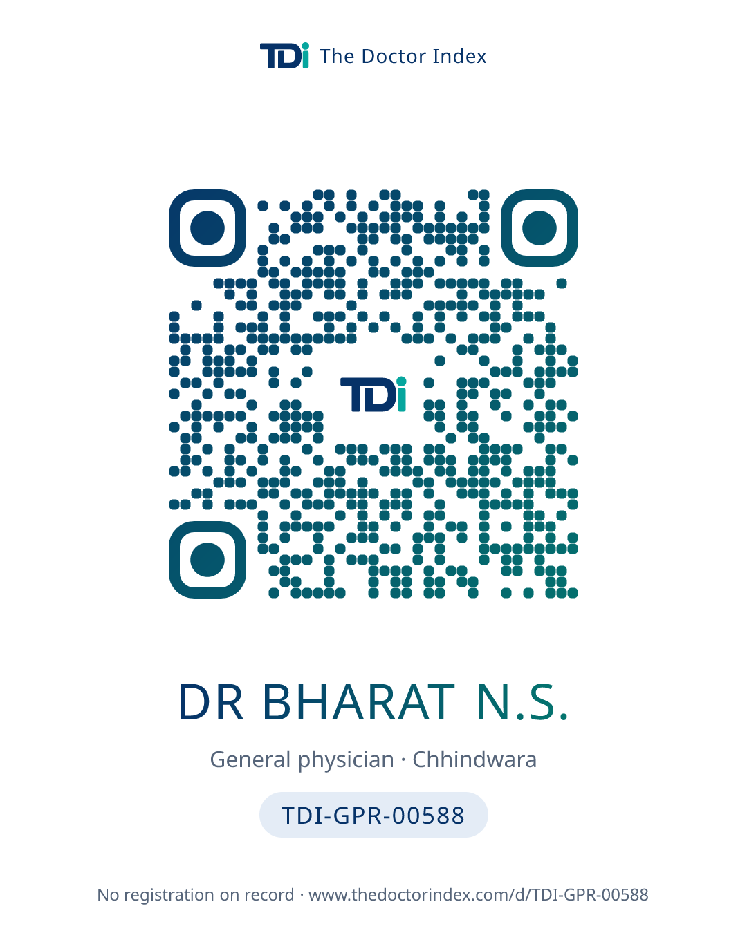 QR card for Dr Bharat N.S., TDI-GPR-00588
