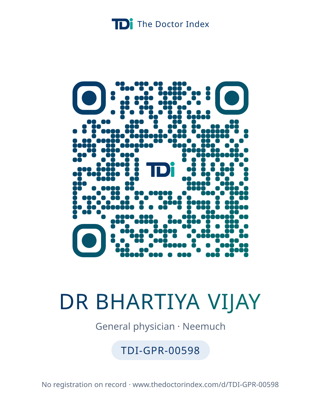 QR card for Dr Bhartiya Vijay, TDI-GPR-00598