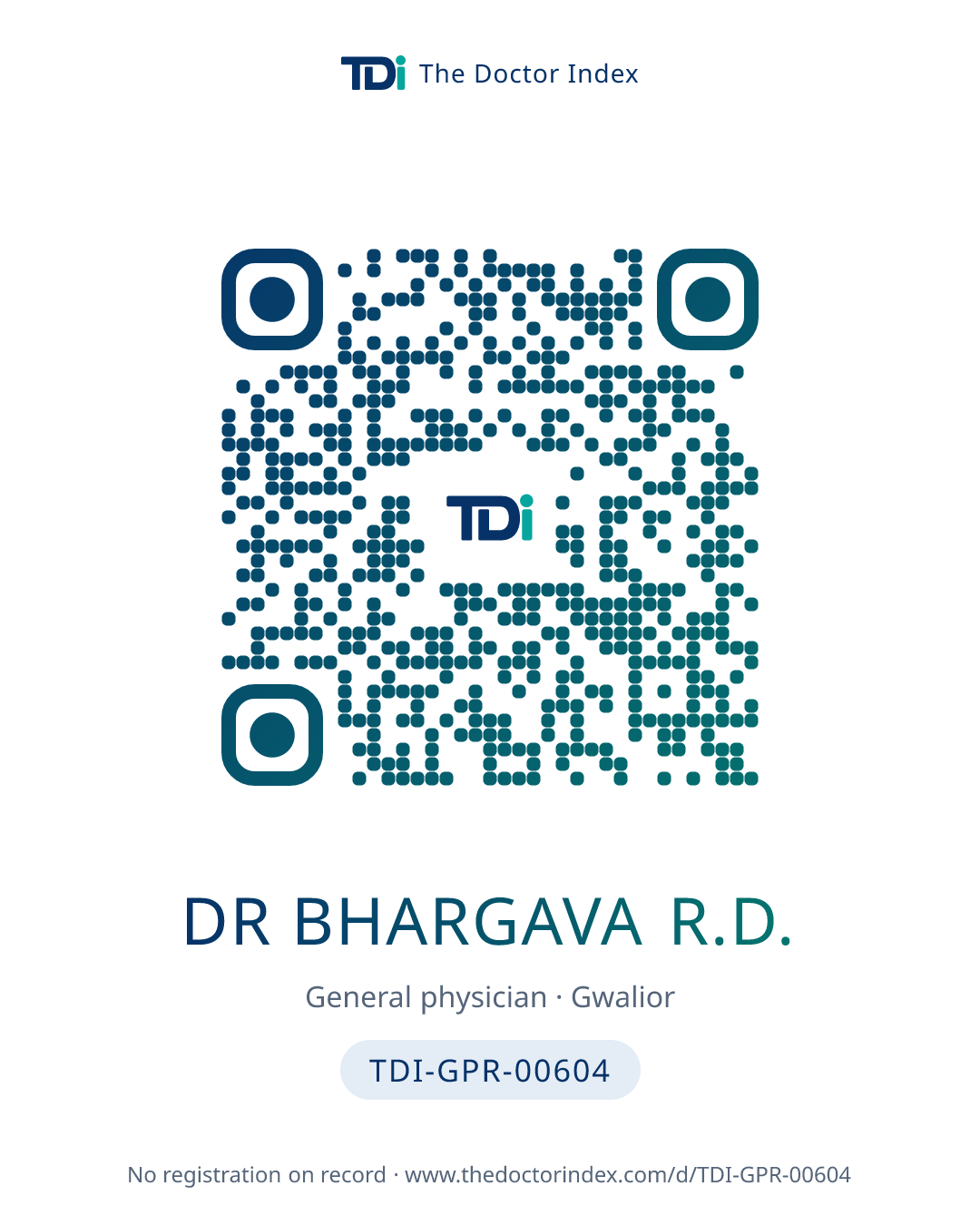 QR card for Dr Bhargava R.D., TDI-GPR-00604