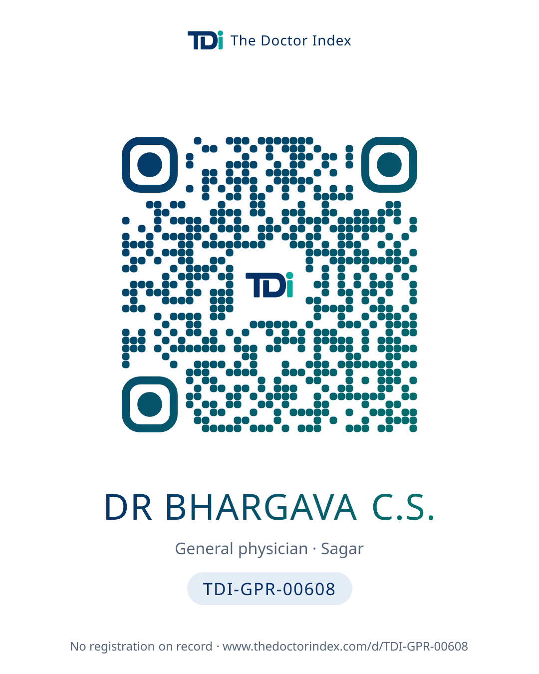 QR card for Dr Bhargava C.S., TDI-GPR-00608