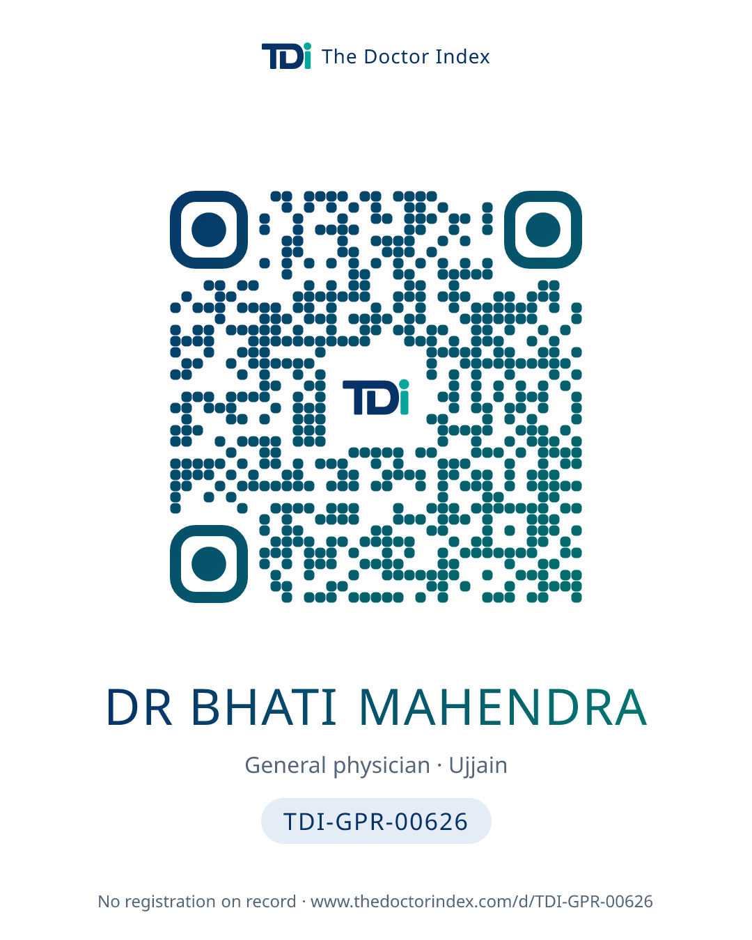 QR card for Dr Bhati Mahendra, TDI-GPR-00626