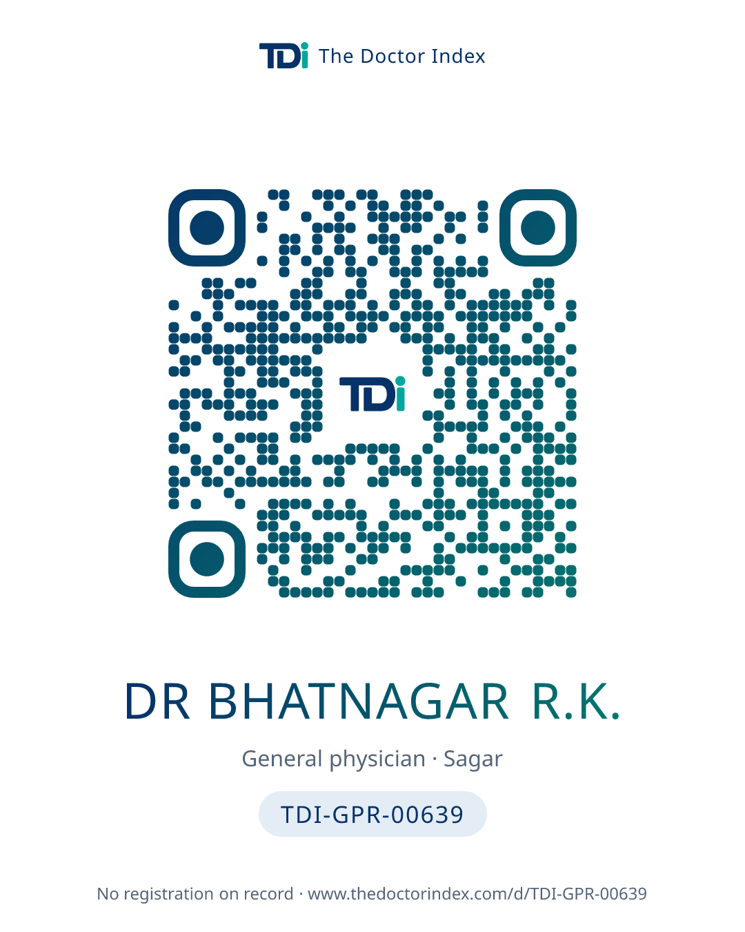 QR card for Dr Bhatnagar R.K., TDI-GPR-00639