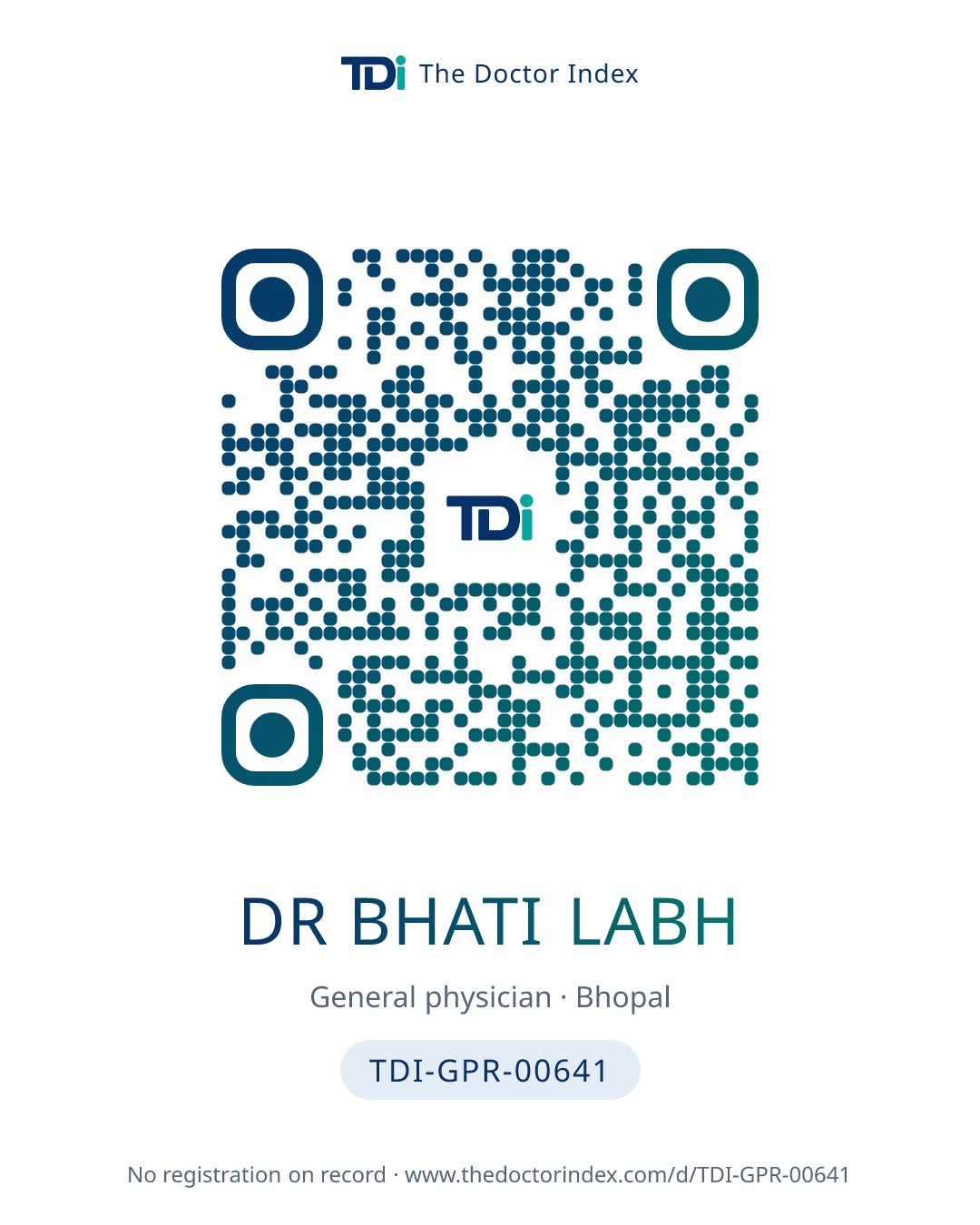 QR card for Dr Bhati Labh, TDI-GPR-00641