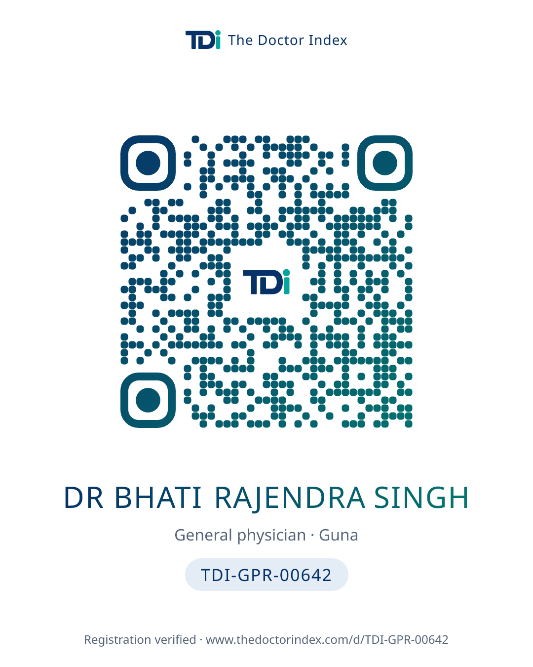 QR card for Dr Bhati Rajendra Singh, TDI-GPR-00642