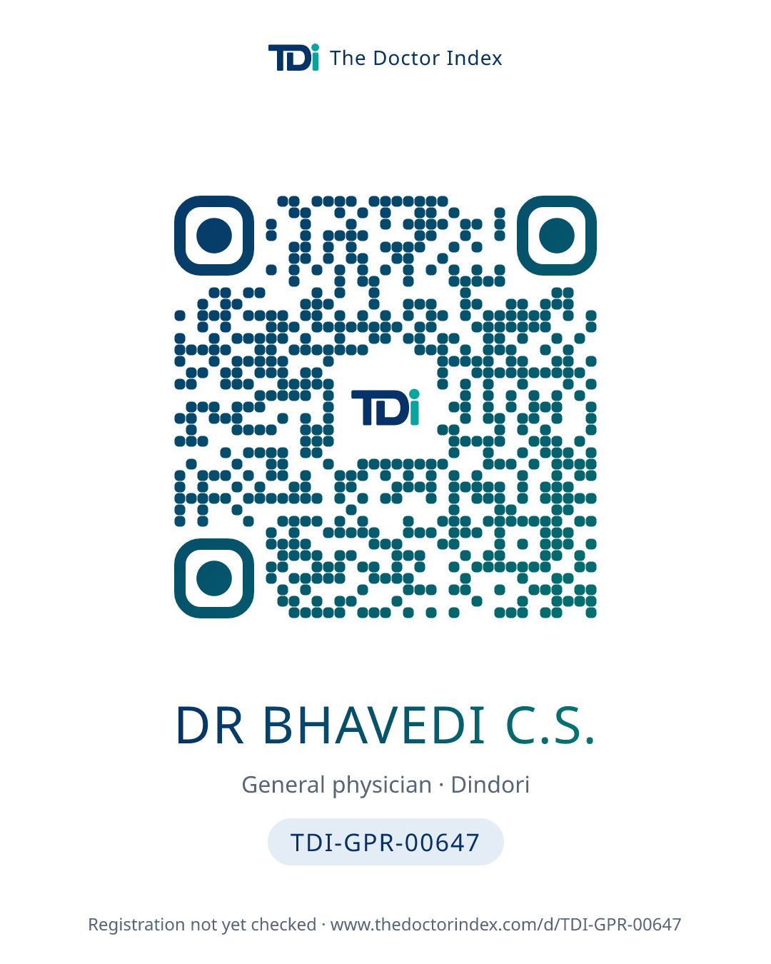 QR card for Dr Bhavedi C.S., TDI-GPR-00647