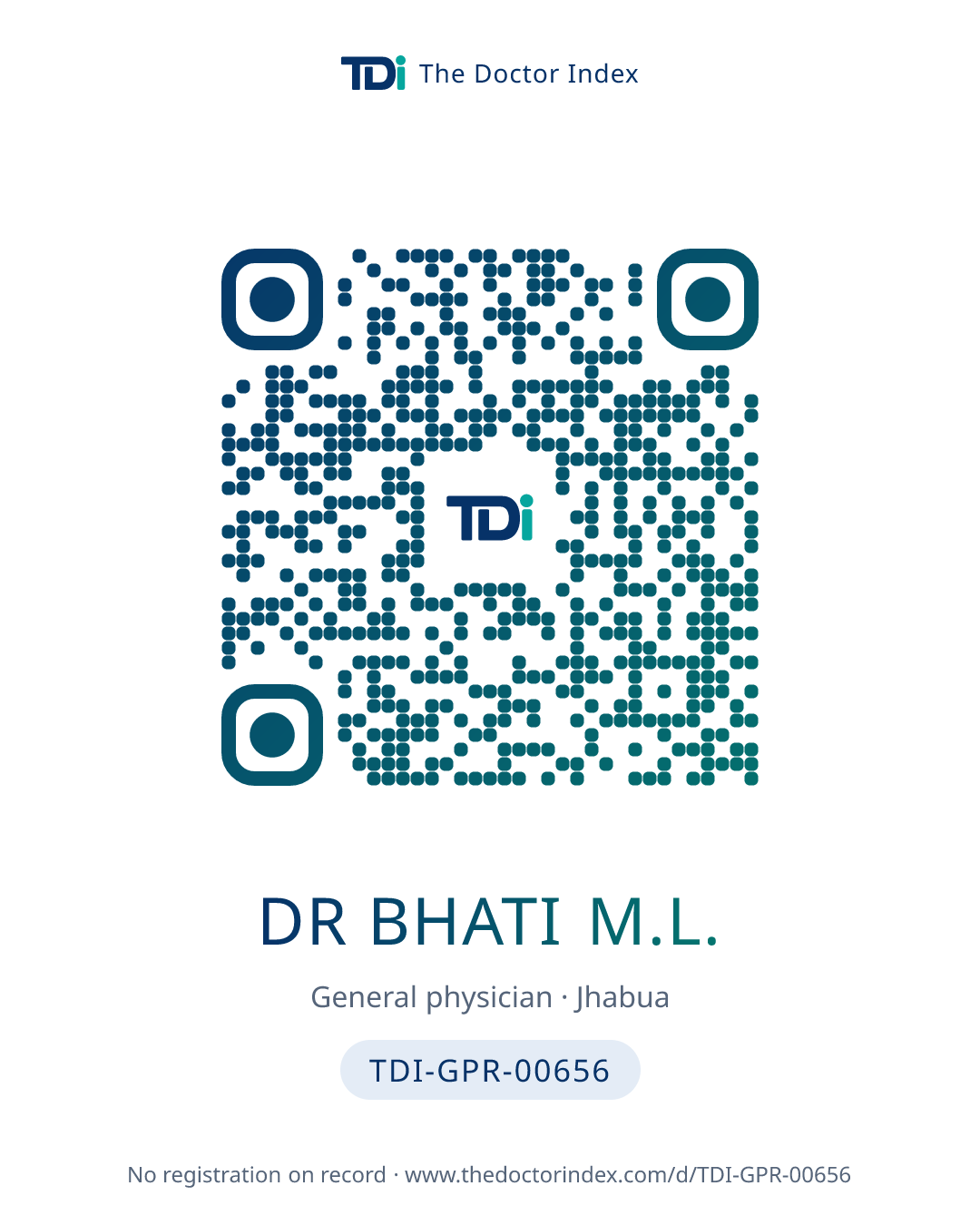 QR card for Dr Bhati M.L., TDI-GPR-00656