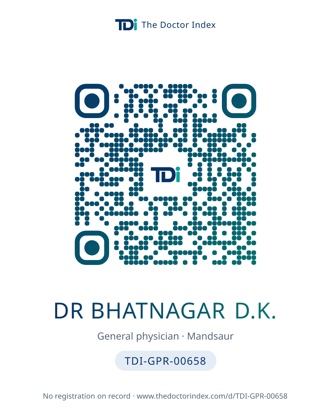 QR card for Dr Bhatnagar D.K., TDI-GPR-00658