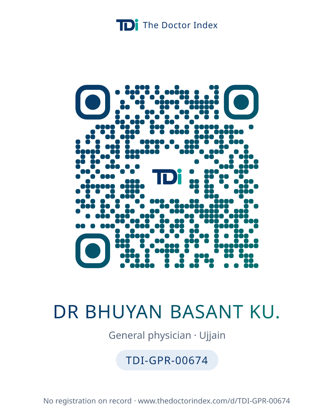 QR card for Dr Bhuyan Basant Ku., TDI-GPR-00674