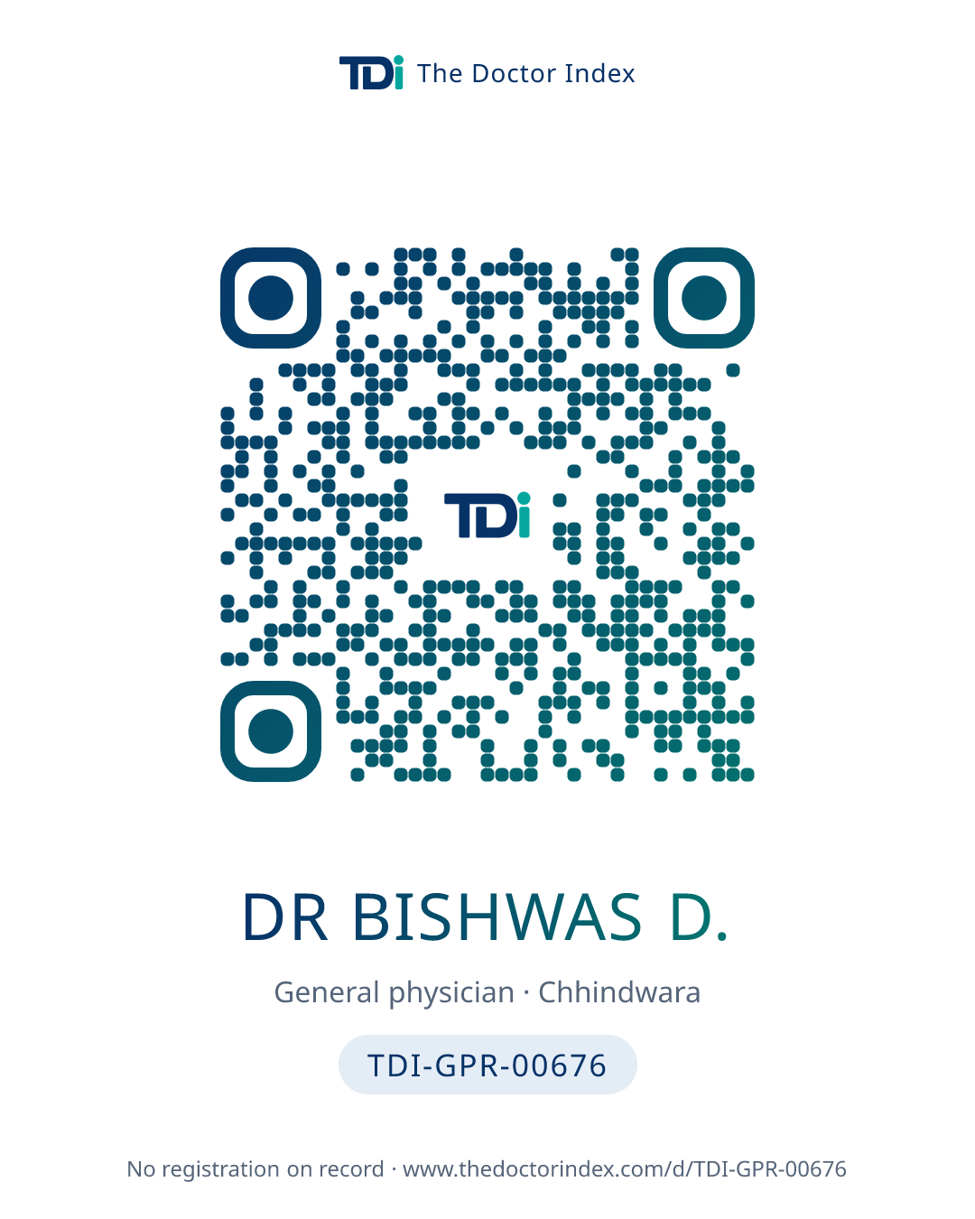 QR card for Dr Bishwas D., TDI-GPR-00676