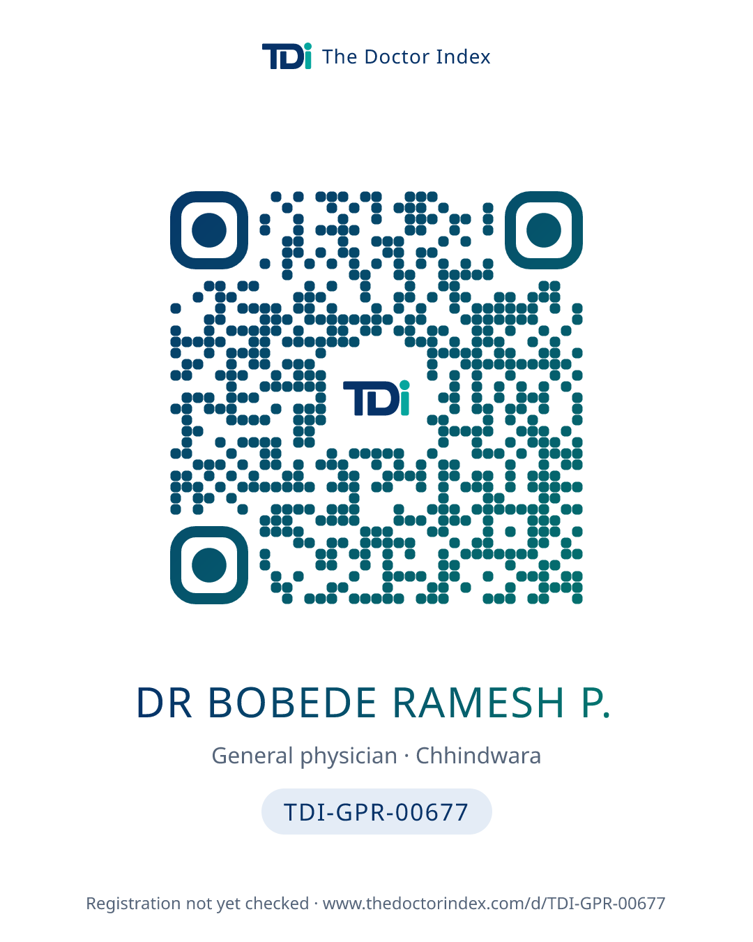 QR card for Dr Bobede Ramesh P., TDI-GPR-00677