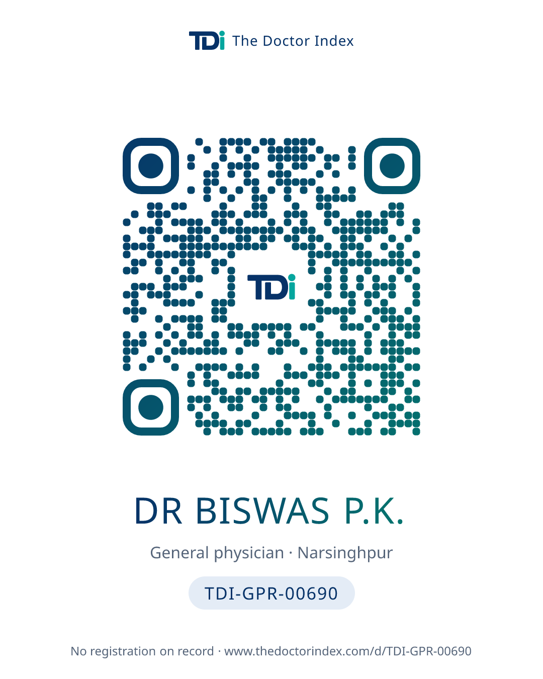 QR card for Dr Biswas P.K., TDI-GPR-00690