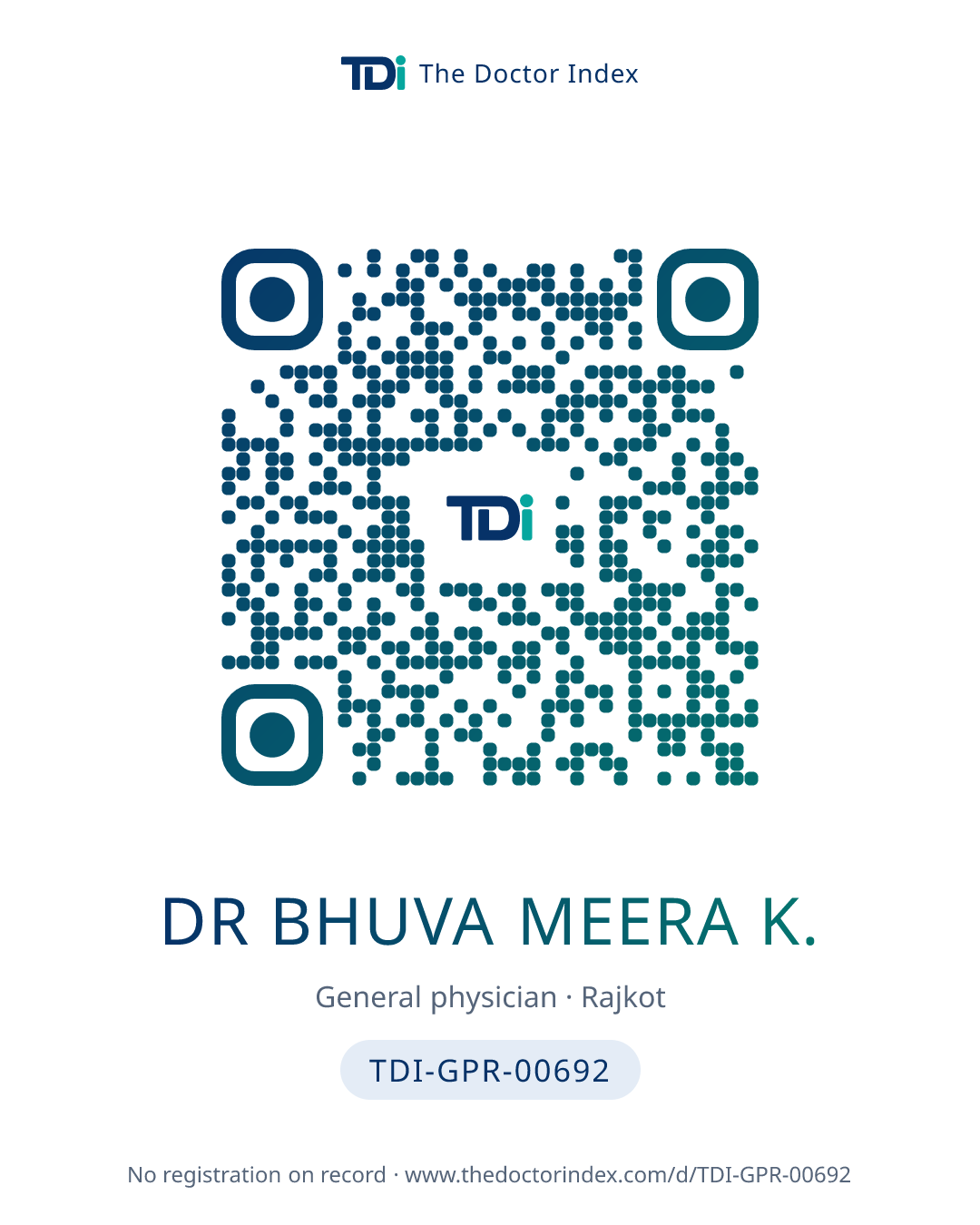 QR card for Dr Bhuva Meera K., TDI-GPR-00692