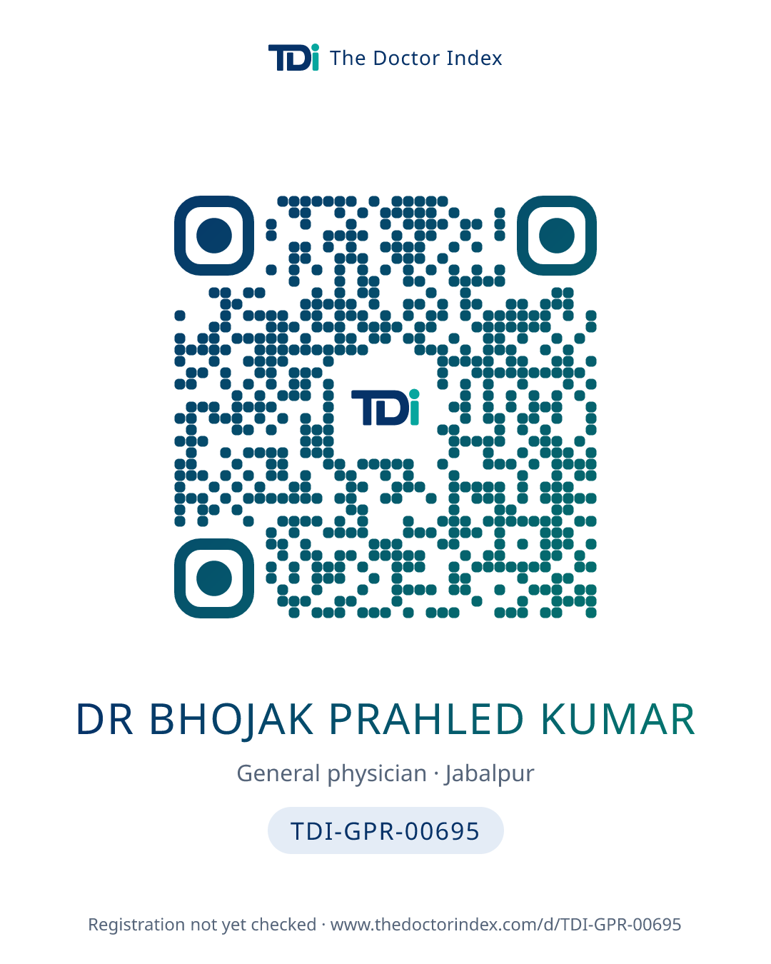 QR card for Dr Bhojak Prahled Kumar, TDI-GPR-00695