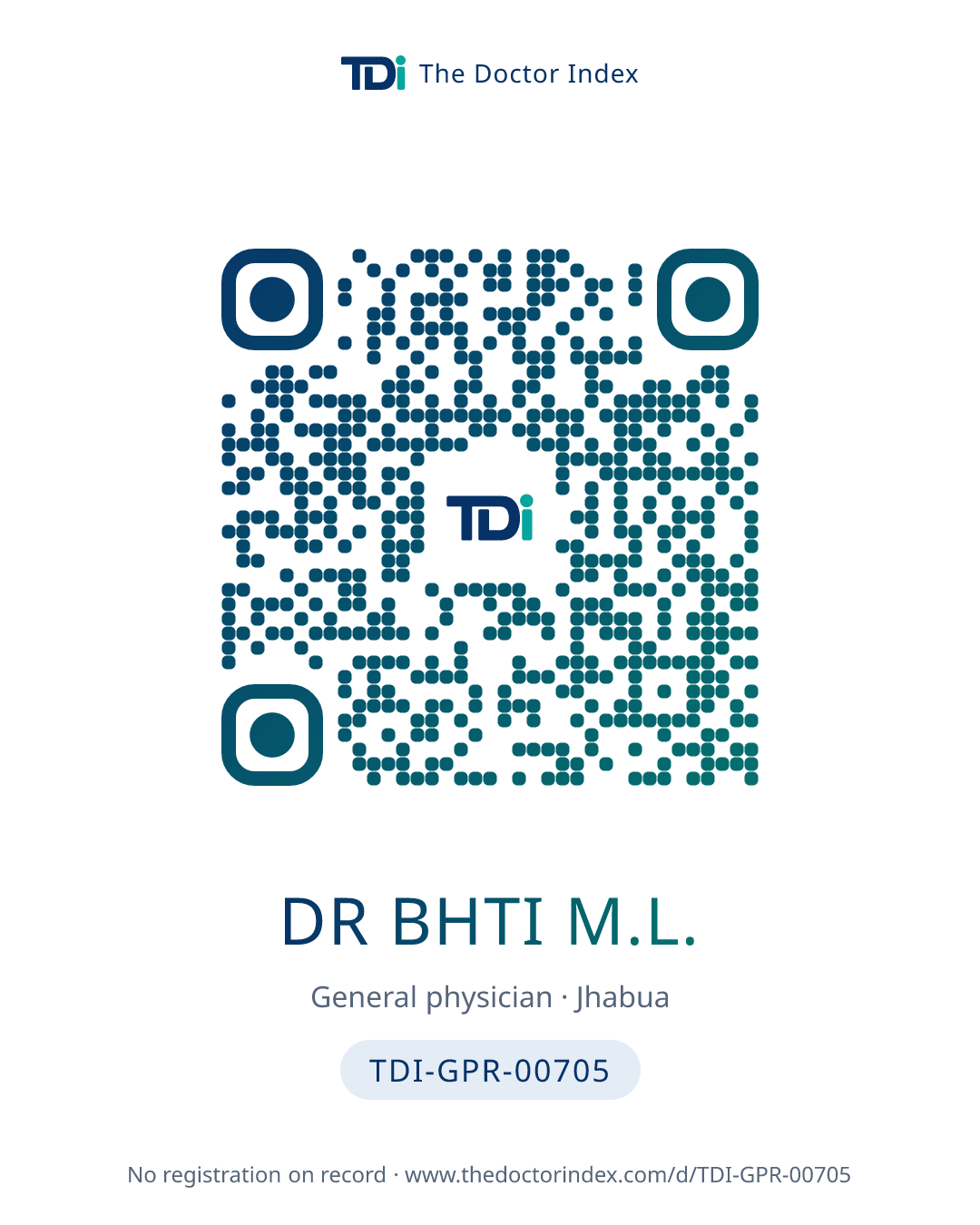 QR card for Dr Bhti M.L., TDI-GPR-00705