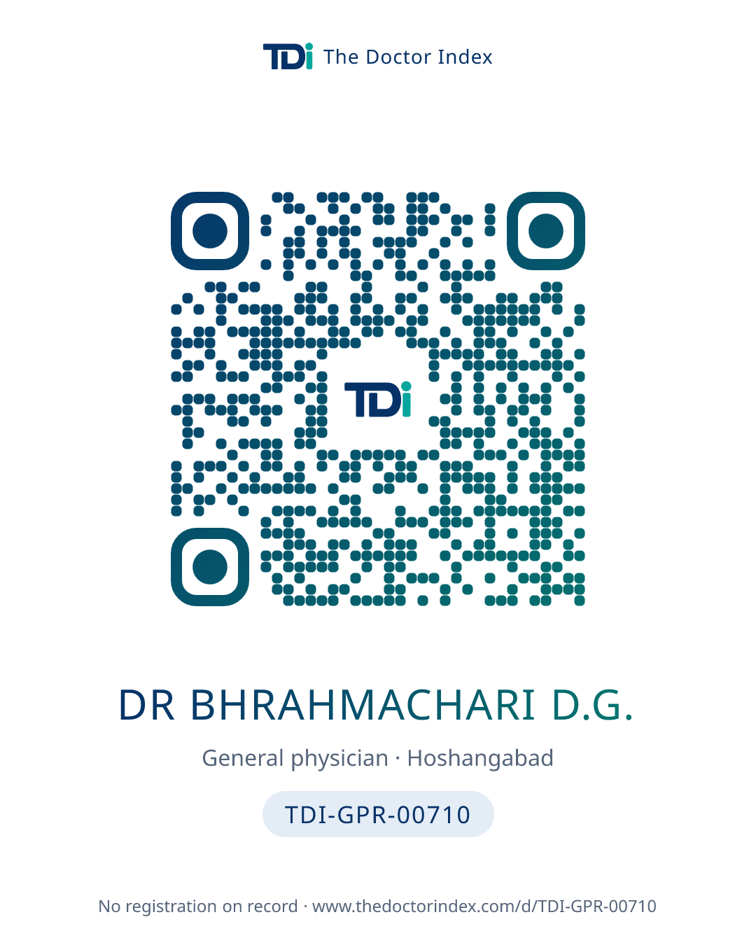 QR card for Dr Bhrahmachari D.G., TDI-GPR-00710
